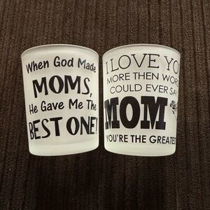 Frosted Glass Mom Votive Candle Holders